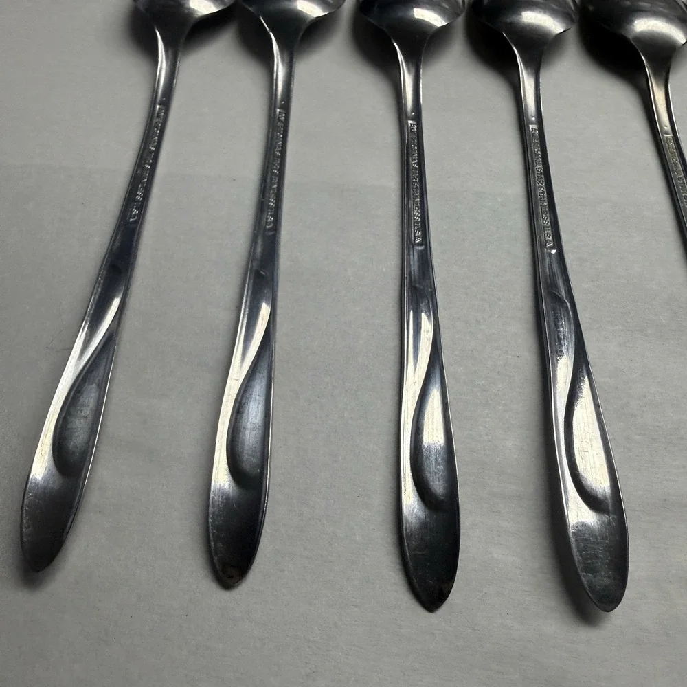 8 International Silver Americana Star Stainless USA Iced Tea Spoons Long Flatwar